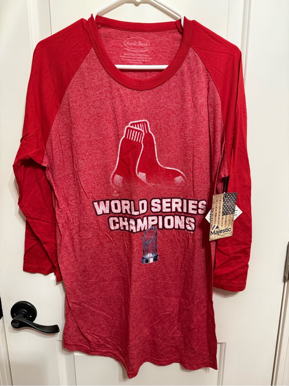 Majestic Red Boston Red Sox World Series Champions Raglan Tee